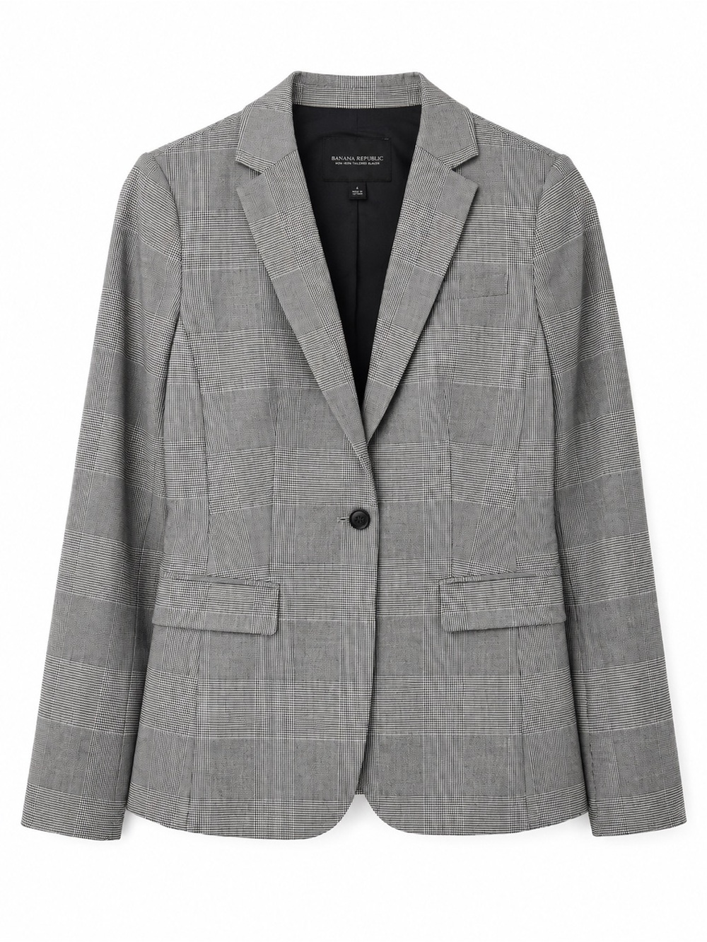 Banana Republic Gray Glen Plaid Single-Button Blazer